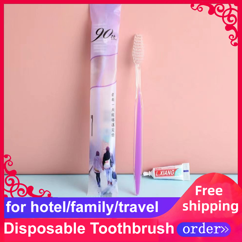 Best of Hotel Travel Trip Supplies Purple Blue Double Color Plastic Toothbrush And Toothpaste Dental Kits Reviews & Tips