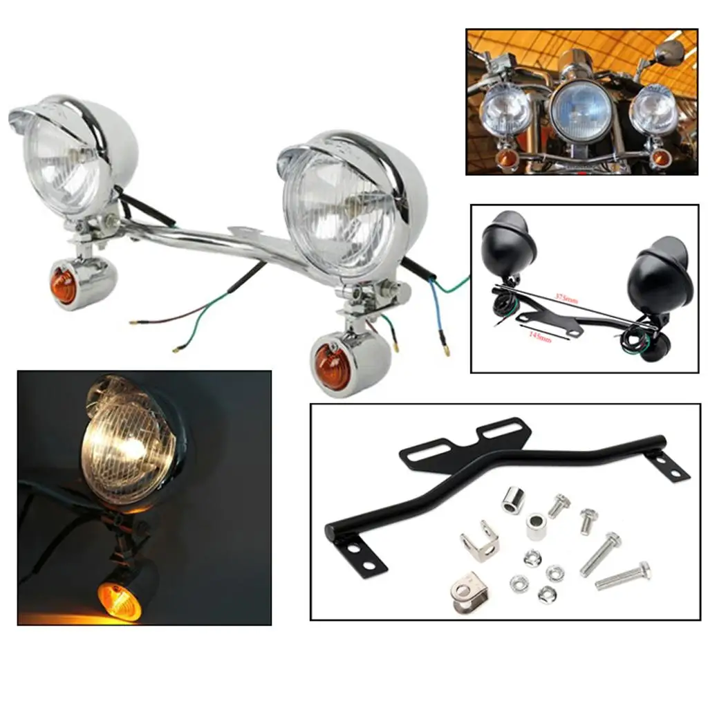 Perfeclan Chrome Motorcycle Driving Lamp Spot Fog Turn Signal Light Bracket for