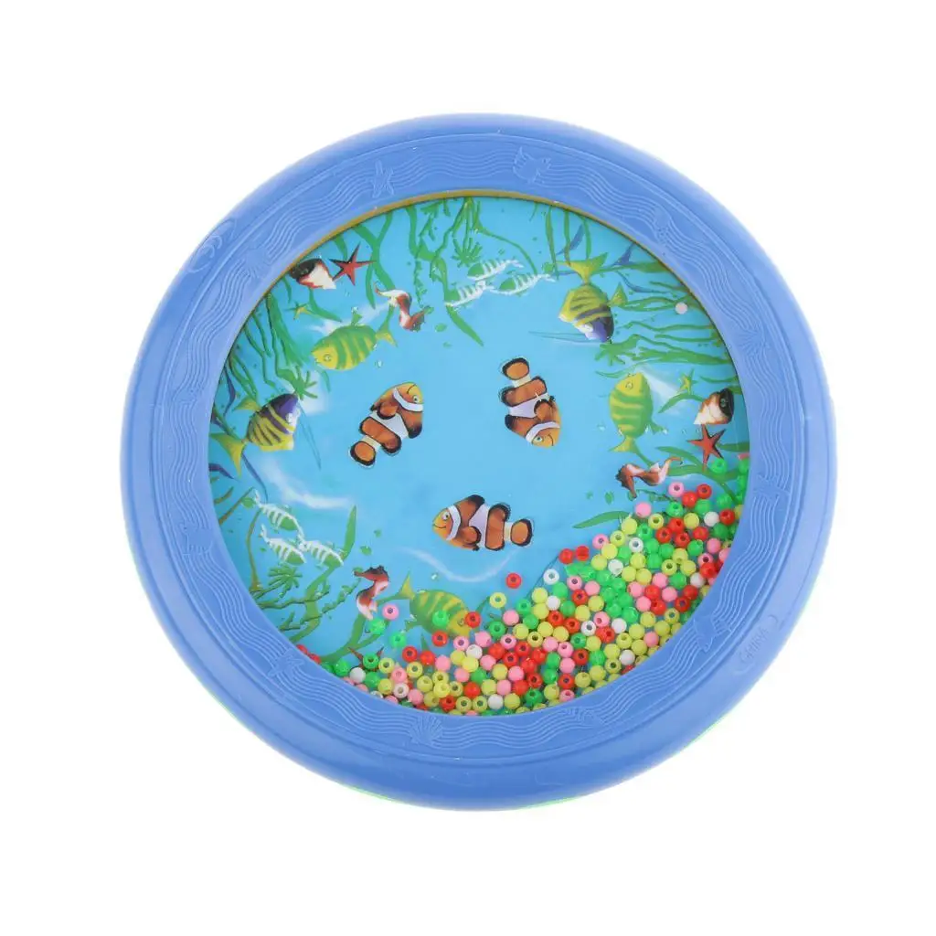 Blue  Scenery Pattern Drum kids Rattle Musical Percussion Toy