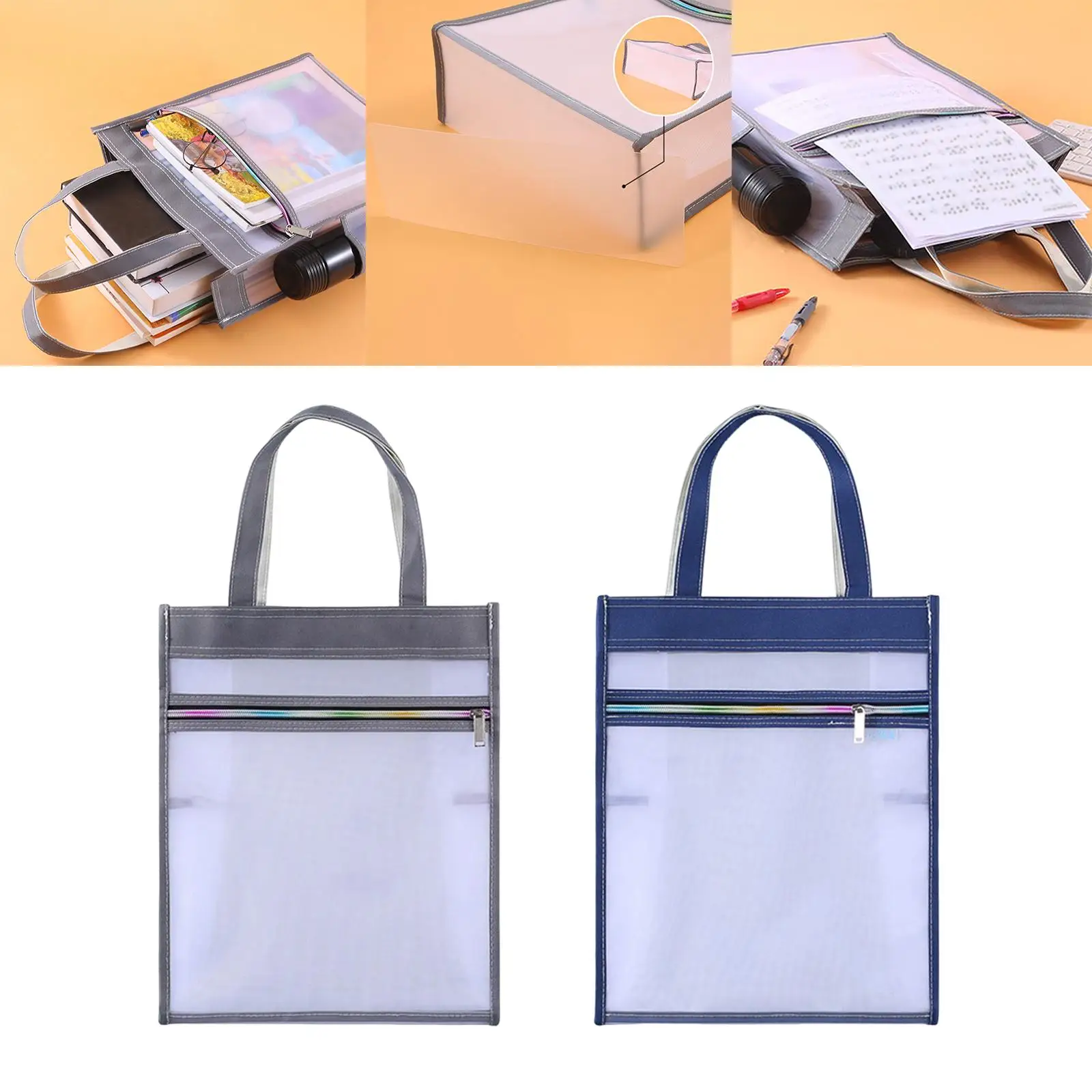 Mesh Folder Tote Foldable Stationery Multi Use Documents Case Grocery  
