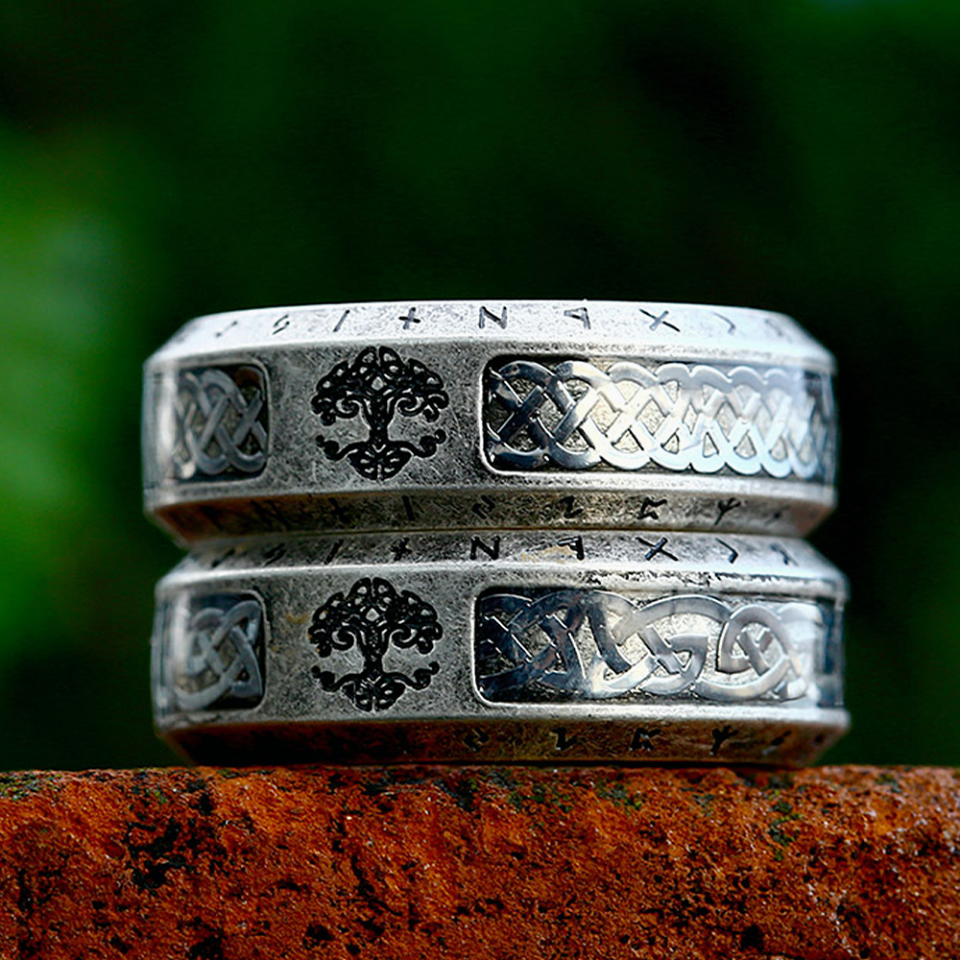 Neuankömmling Vintage Wikinger Baum des Lebens Ring für Männer Frauen Edelstahl nordischen keltischen Knoten Ring Mode Amulett Schmuck Geschenke – Detail 6