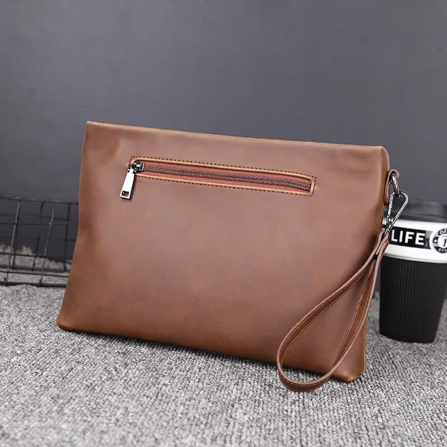 Men's Clutch Bag Handbag Brand designer luxury Leather Bag Classic Black  Large Capacity Envelope Bag 2023 New Wallet Men Pouch