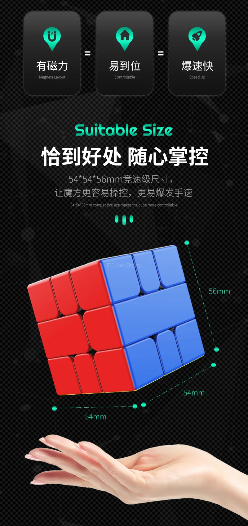 [ECube] YJ MGC SQ1 Magnetischer Geschwindigkeitswürfel SQ-1 Zauberwürfel Puzzle YongJun MGC Serie Square 1, Lernspielzeug für Kinder – Detail 4
