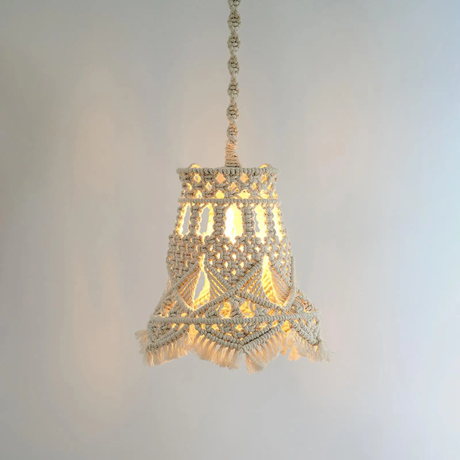Macrame Tassel Lamp Shade Knitting Hanging Lampshade for Living Room Decor