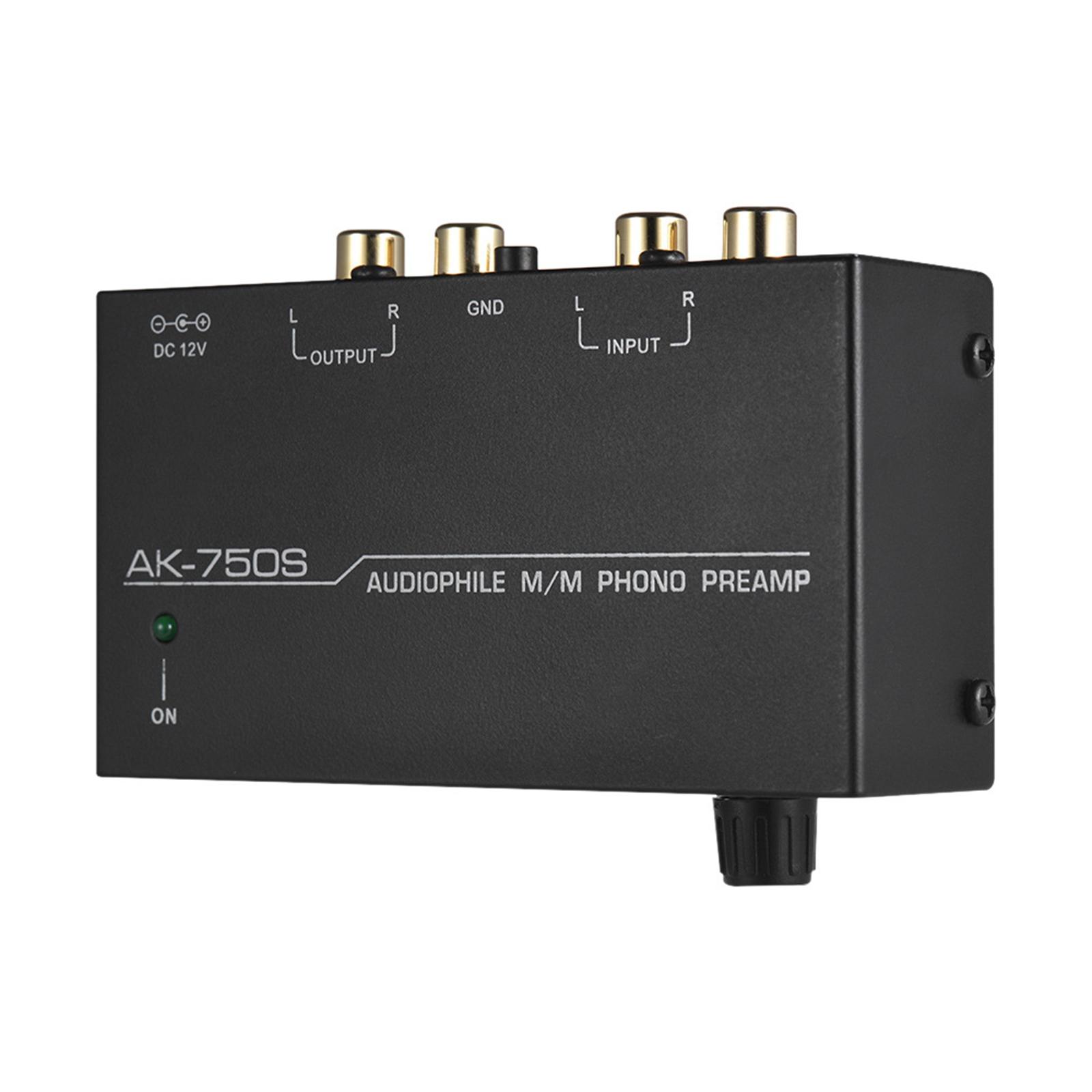 Phono Preamp Preamplifier US Standard Plug for Converting Phono Signal to Level Signal Accessory Compact Durable ,Black