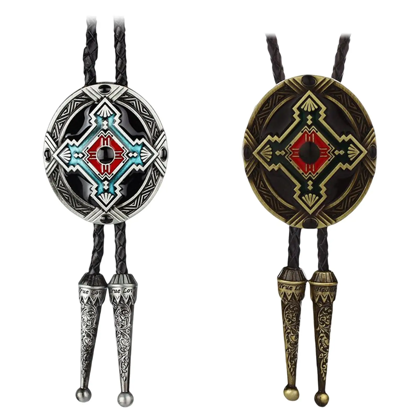 Bolo Tie Western Cowboy Pendant Leather  Special Apparel Accessory for Men Jewelry Durable Unisex Oval Shape Rope Length 100cm