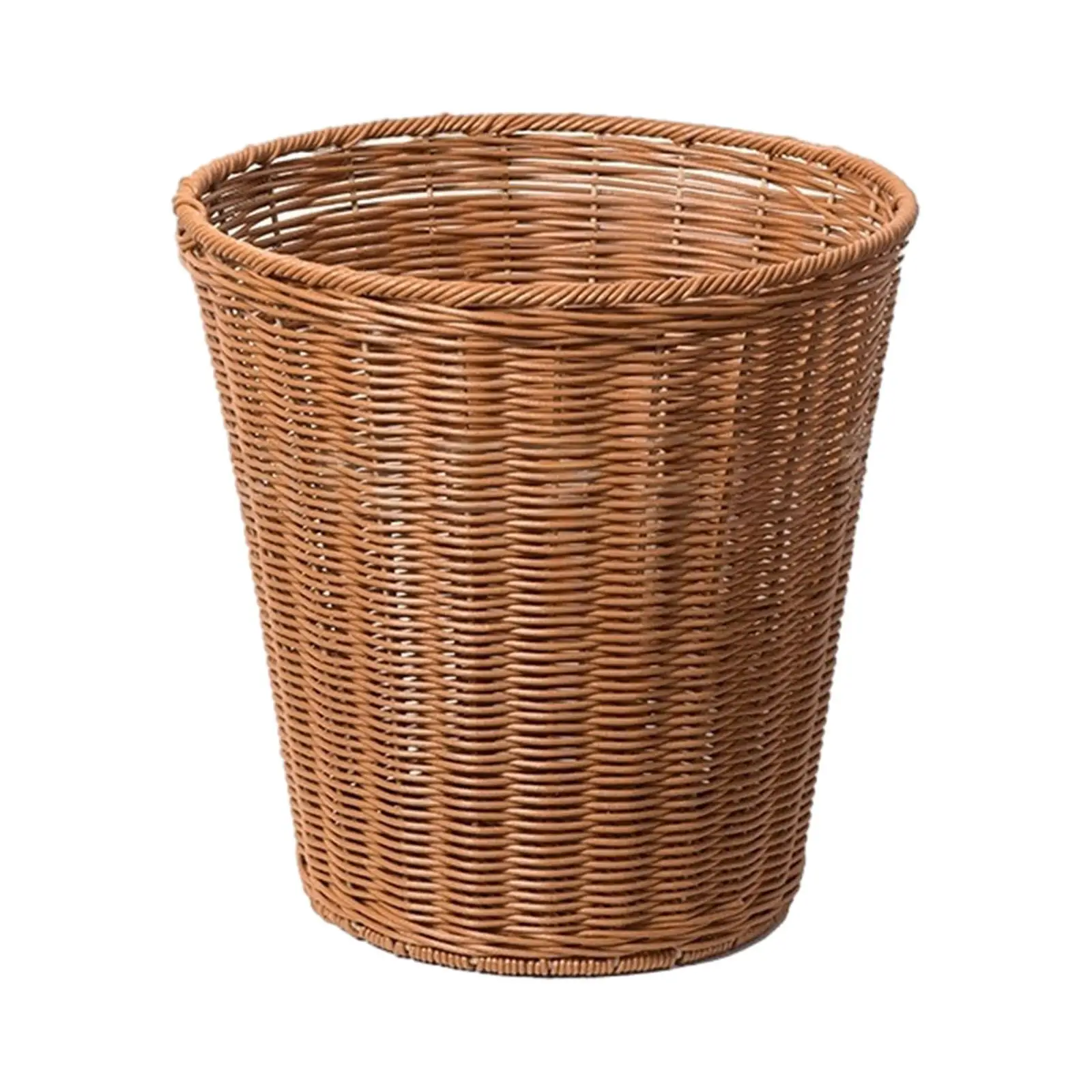 Wicker Trash Can Round Imitation Rattan Waste Basket Woven Wastebasket for Living Room Laundry Room Bathroom Dorm Bedroom