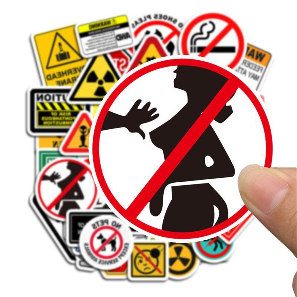 Title 5, 50PCS Cartoon Warning Sign Personality Graffiti...