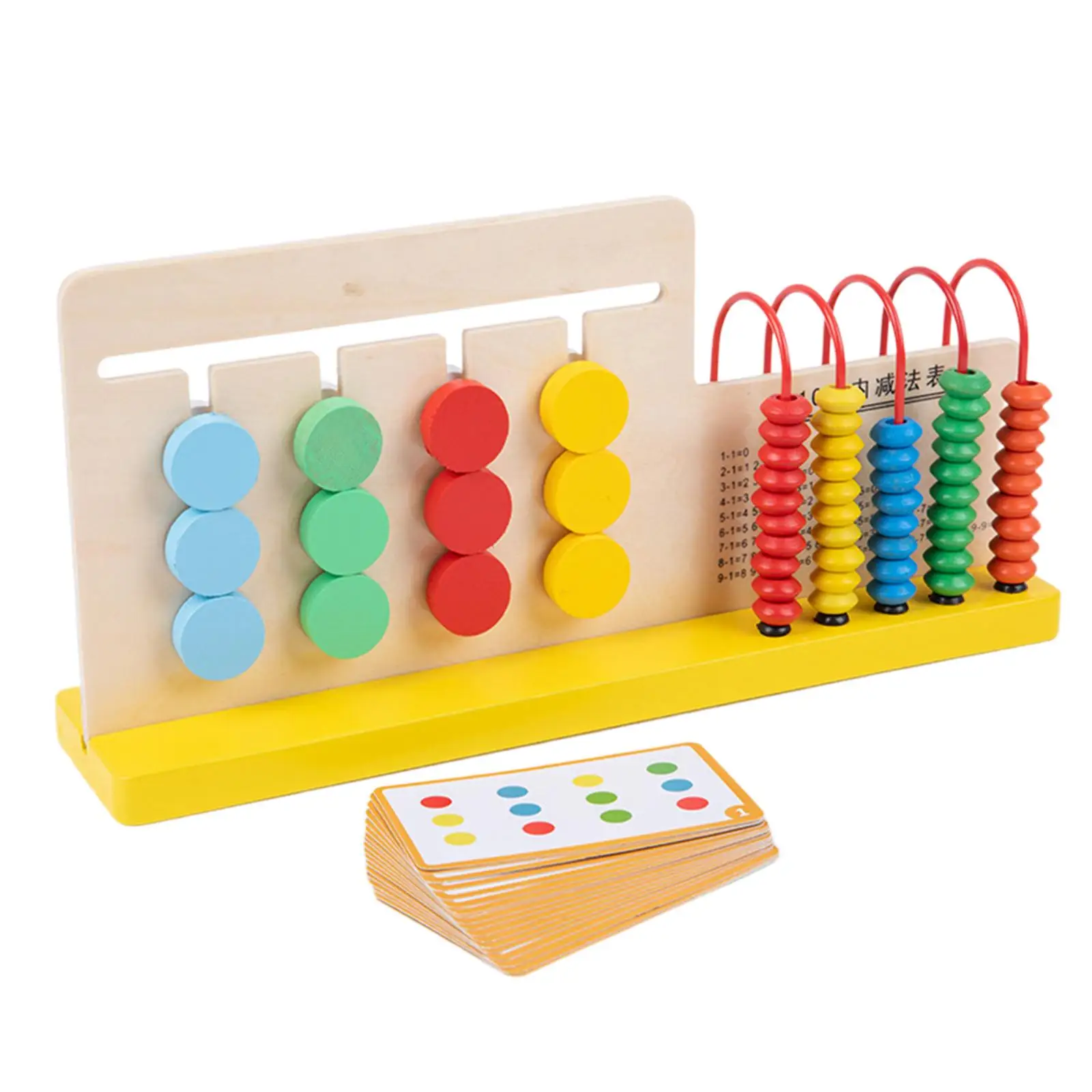 Wood Sliding Puzzle Frame Abacus with Multicolor Beads Ages 3+ Travel Toys