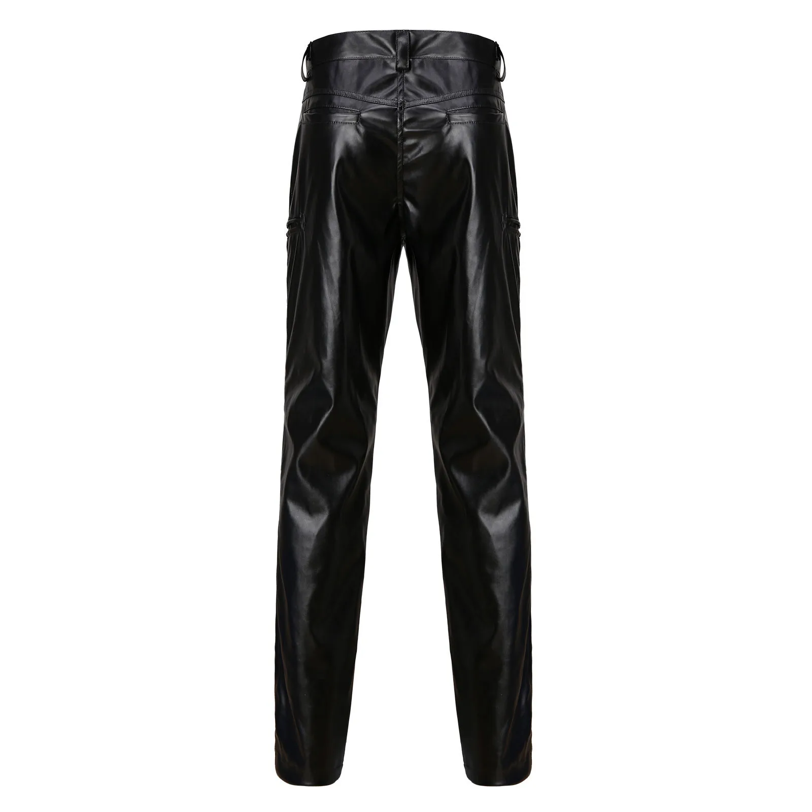Men's Fashion Casual Pants Large Size Zipper Leather Pants Skinny Leather Pants Streetwear Motorcycle Male Trousers fruit of the loom sweatpants