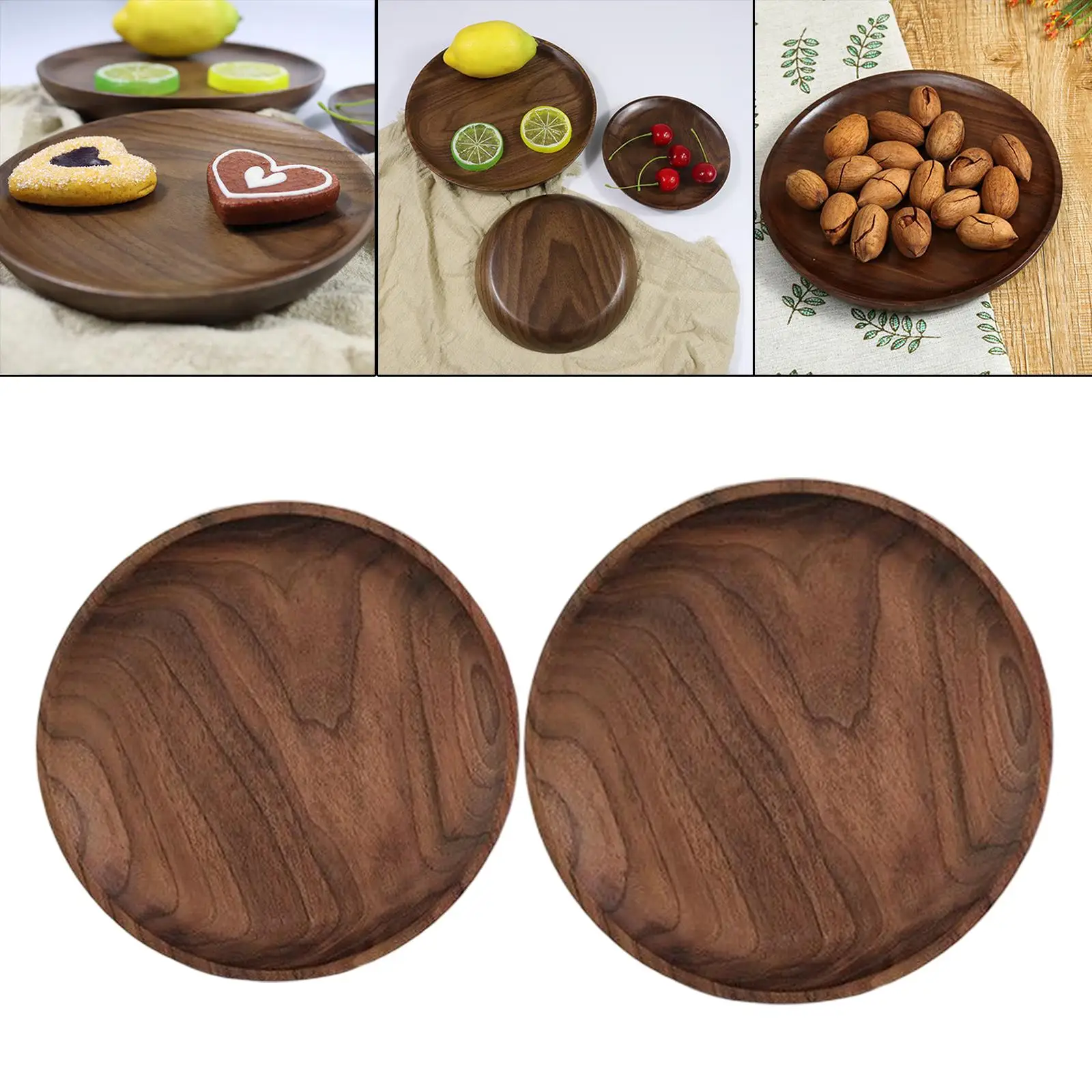 Black Walnut Serving Platter, Round Wood Tray, Wooden Serving Tray, Fruit, Bread, Salad Plate, Serving Board