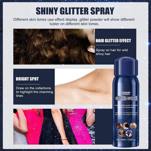 Hair Body Glitter Spray, Refreshing Texture For Dating Festival