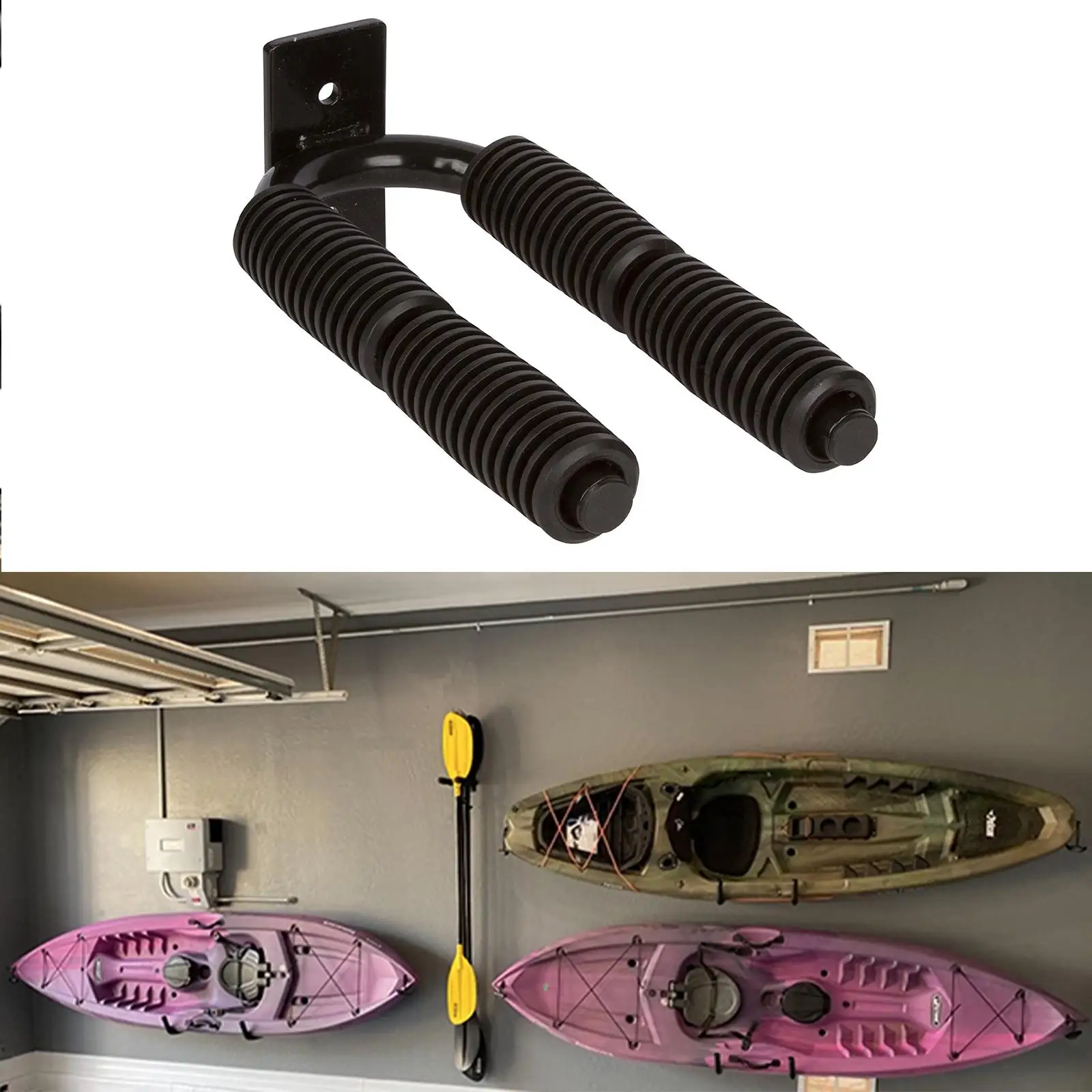 Metal Kayak Paddle Storage Rack Wall Mount Oar Storage Organization Accessories Black for Docks Sheds Indoor Garage