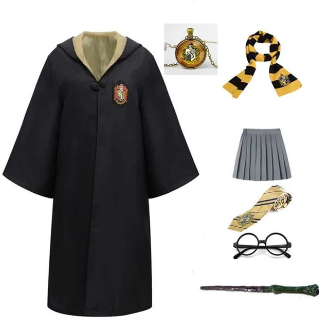 Hermione Granger Cosplay Robe Shawl Tie Scarf Wand Glasses