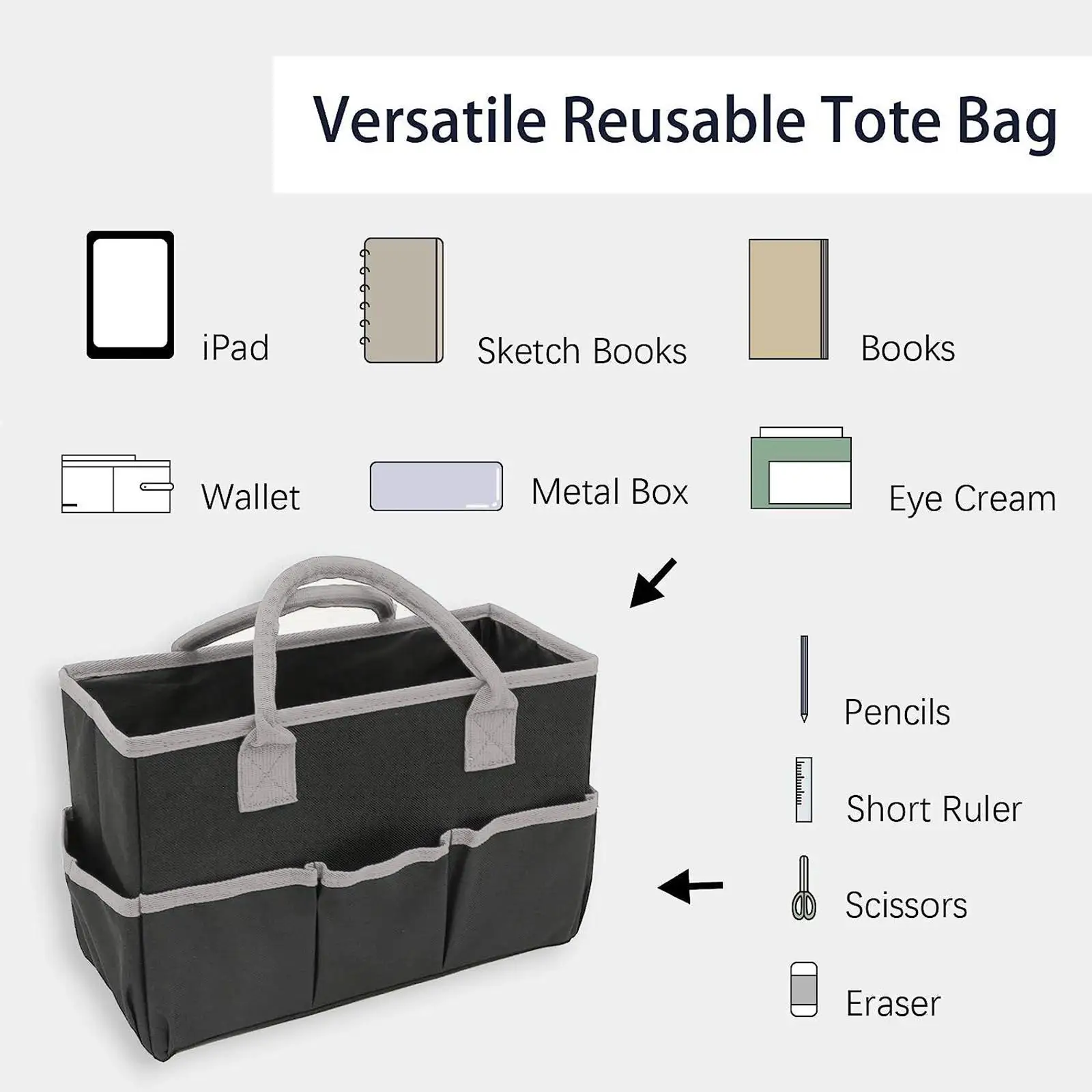 Craft Storage Tote Bag, Art Supply Storage Organizer with Handles Sewing Accessories Bag Craft Organizer Bag for Office Travel