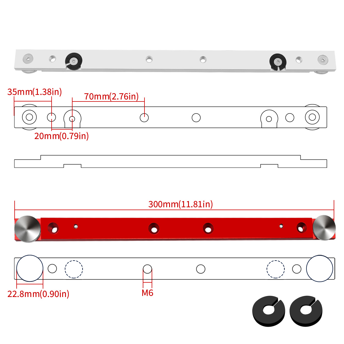 300mm Aluminium legierung t Spur Gehrung stange Schiebe tischs äge Gehrung lehre Stange Holz bearbeitungs werkzeuge Werkbank DIY – Detail 3