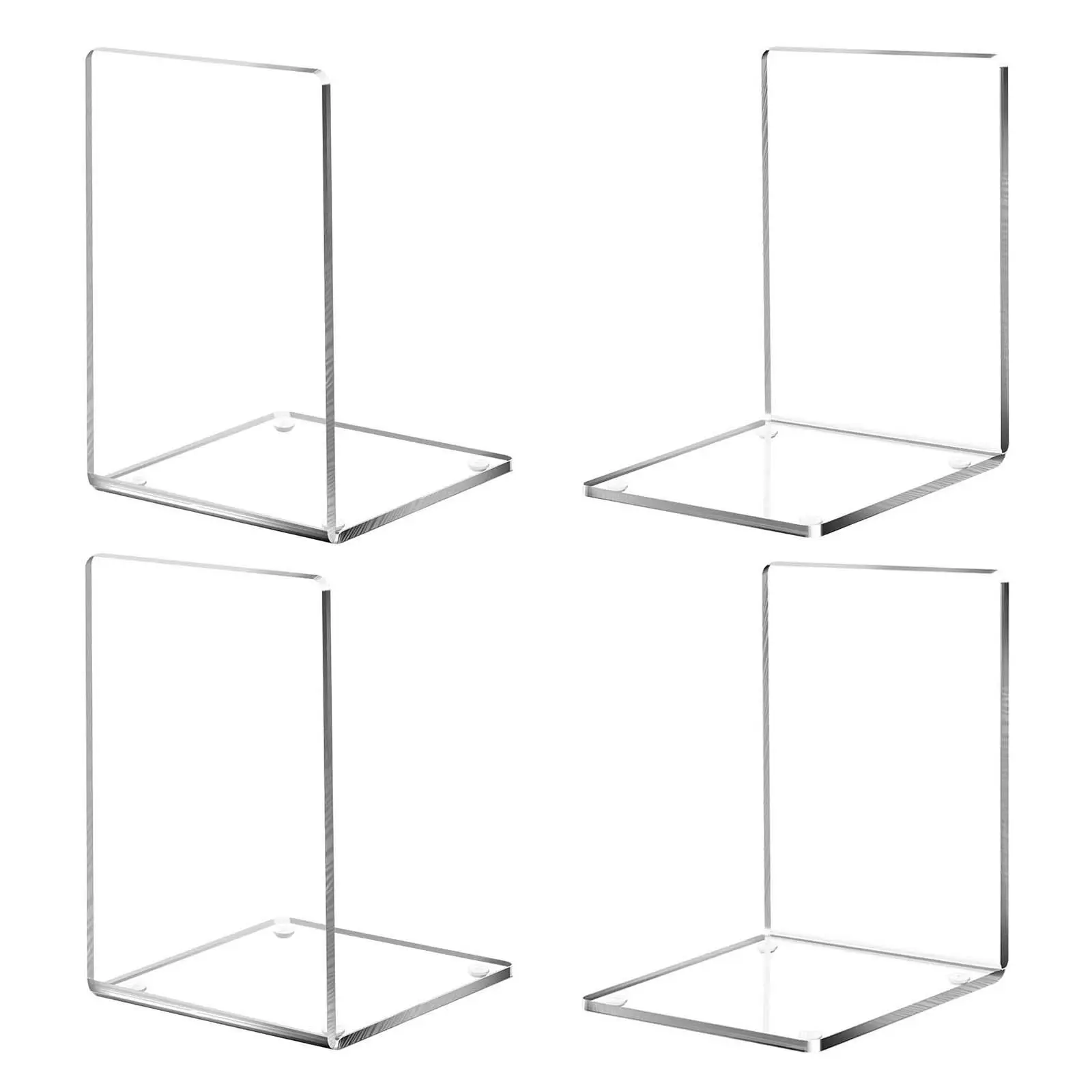 4x Book Holder Book Support Binder Desk Bookshelf Acrylic Bookends Clear for Kid Bedroom Christmas Video Games Hold Heavy Books