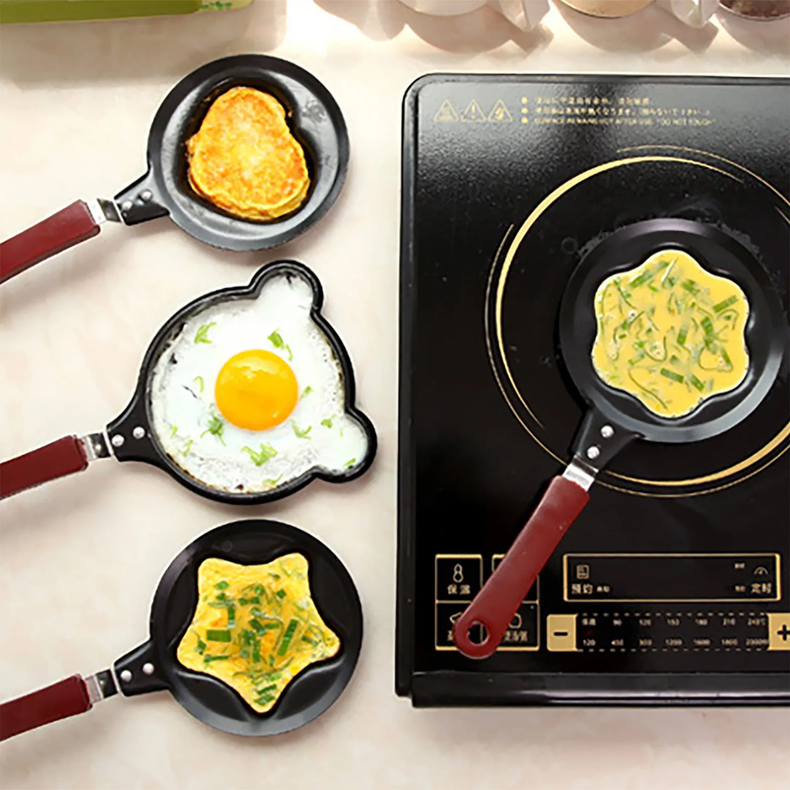ZOME Mini Egg Frying Pan Handheld Kitchen Non-Stick Omelette Pancake Molds 