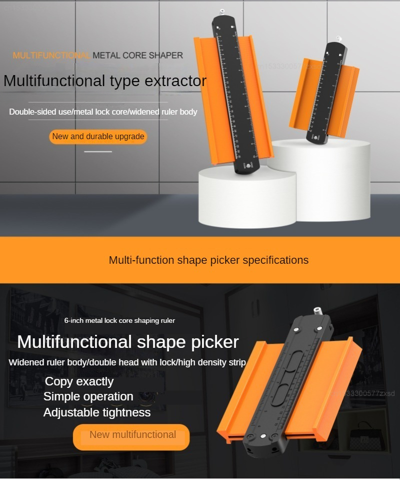 Description Picture 2 of itemProfile Contour Gauges Line Copier Ruler With Lock Cutting Template Profile Ceramic Tiles Tool Woodworking Measuring Tools Ruler