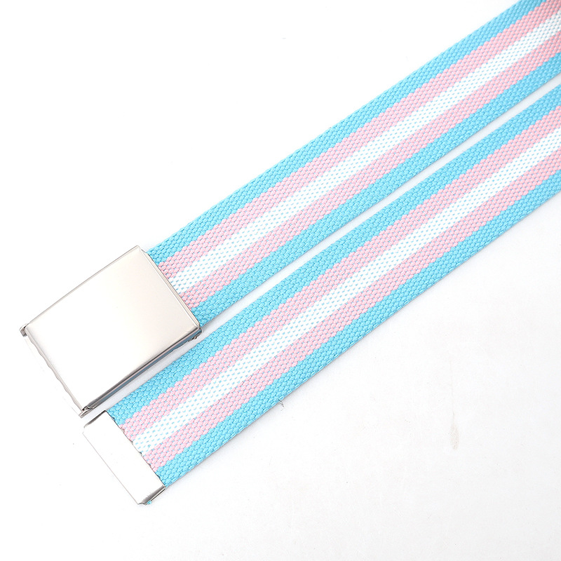 3.8X120cm Simple Design Stripe Rainbow Style Male and Female Students Youth Casual Canvas Jeans Women Belt Clothing Accessories