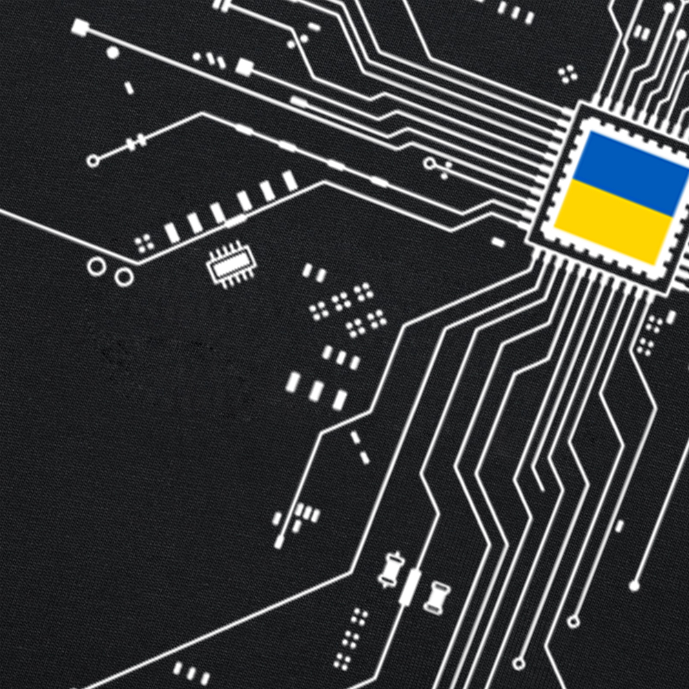 Ukraine Ukrainisch UKR Ukrayina Land Flagge CPU Prozessor Schaltung Diagramm T Shirts Grafik Baumwolle Kurzarm Geburtstag T-shirt – Detail 5