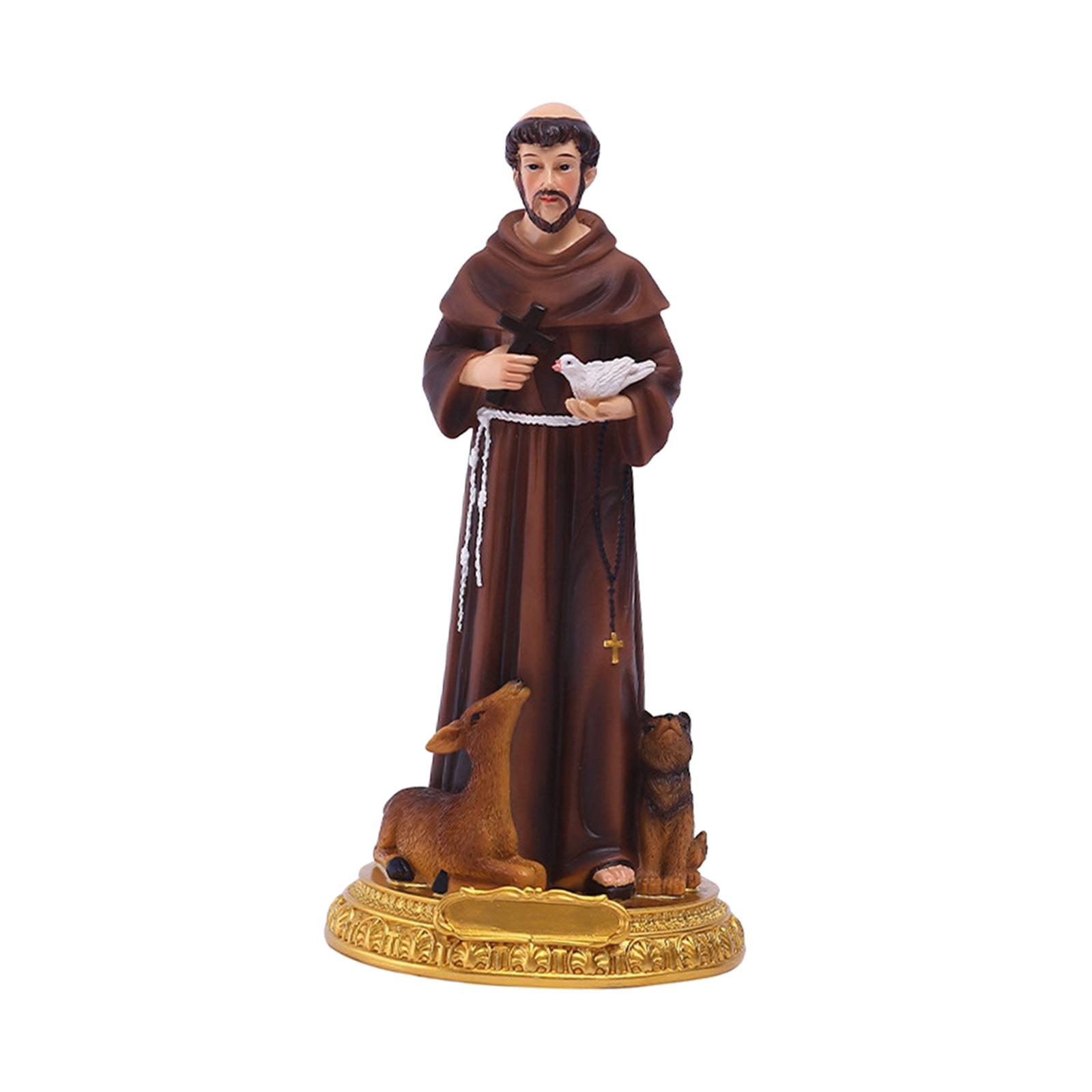 Saint Francis of Assisi Statue Resin Decorative Holy Figurine Home Decor