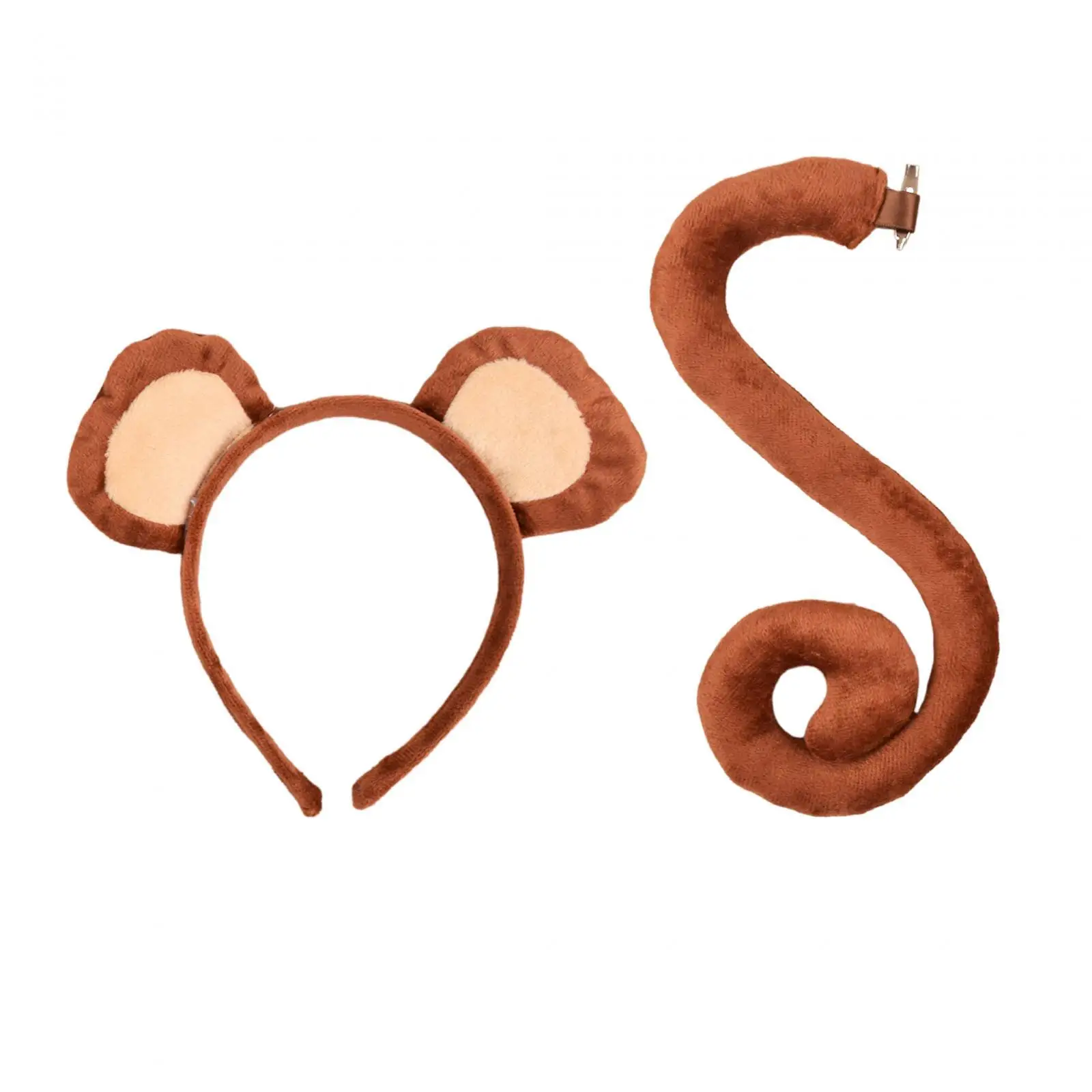 Monkey Ears and Tail Set Cute for Animals Themed Parties Festival Birthday