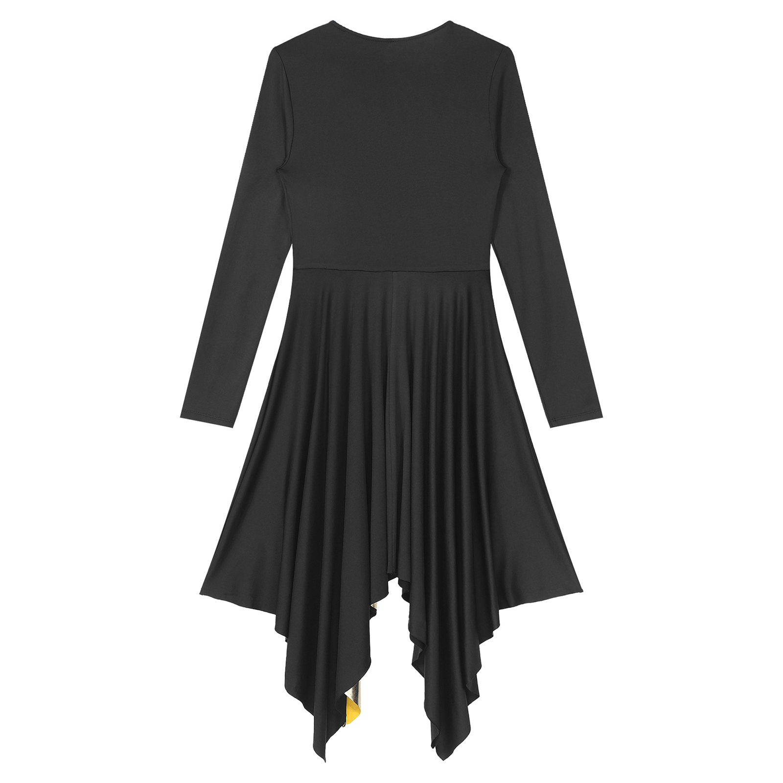 Damen Walzer Ballsaal Lyrisches Tanzkleid Langarm Asymmetrischer Saum Partykleider für Kirchenchor Anbetung Bühnenauftritt – Detail 39