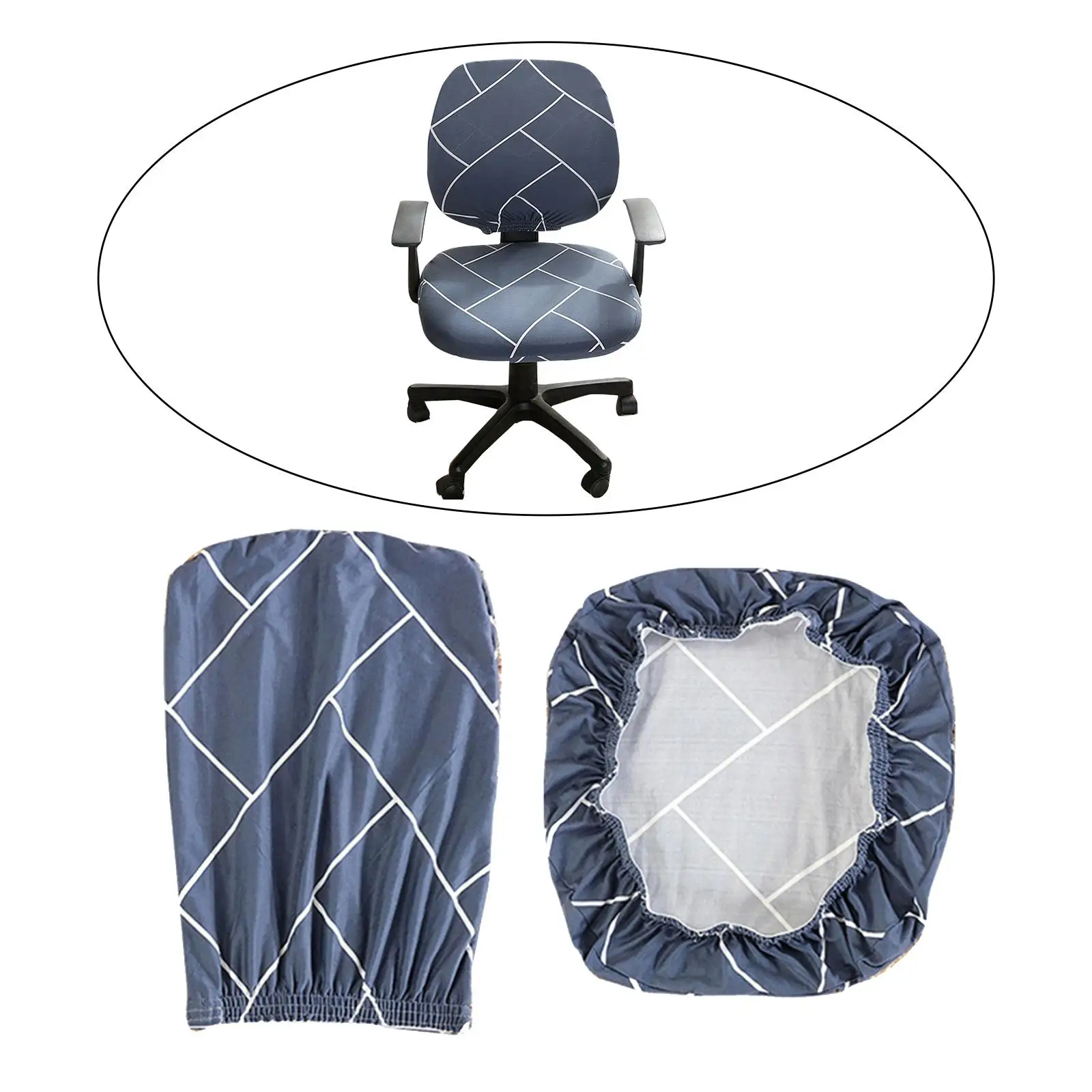Removable Rotating Chair Cover Furniture Protector Dustproof Polyester Washable Rotating Chair Slipcover for Office Chair