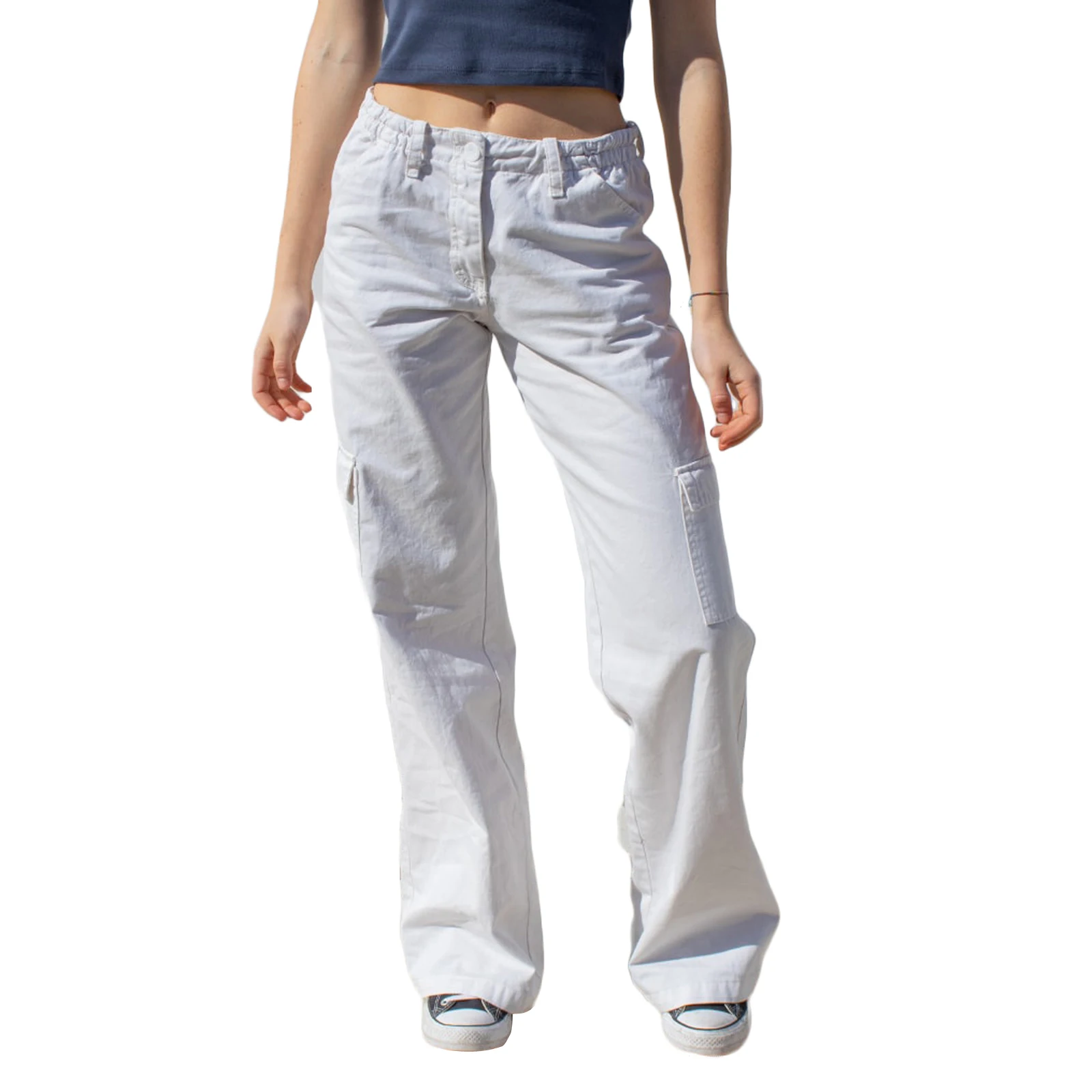 moda feminina cor sólida cintura alta solta retro perna larga reta jeans estilo coreano casual multi bolso rua jeans