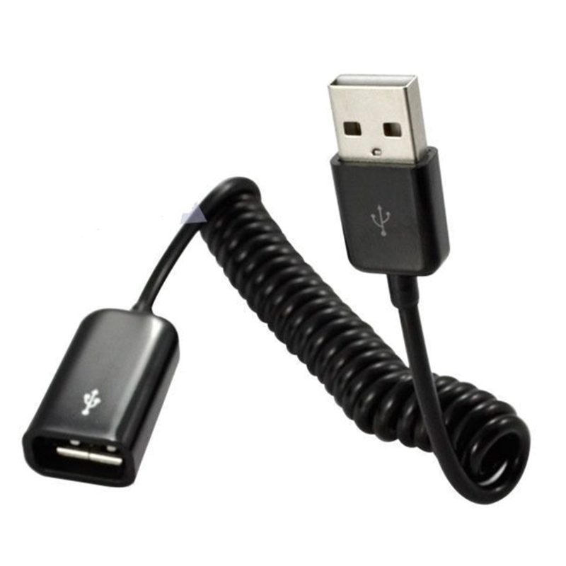 USB 2.0-Stecker auf Buchse, spiralförmiges Adapterkabel, 1 m, Feder-Teleskop-Verlängerungskabel zum Aufladen – Detail 1