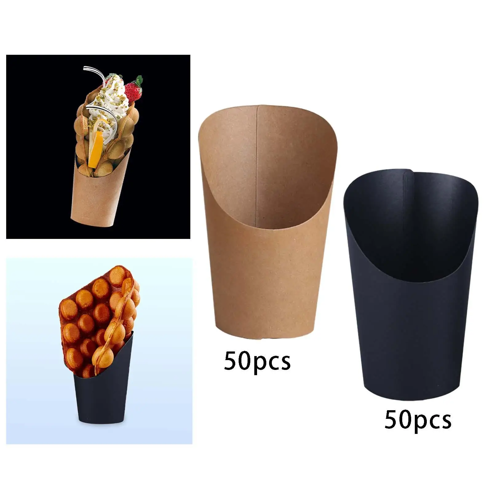 Egg Waffle Paper Cup Kraft Paper Cups Holder Thickened for Food Trays Store