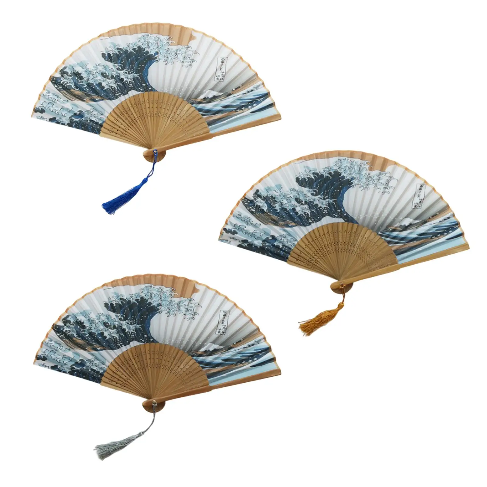 Japanese Fan Vintage Style Bamboo Silk Fan Durable Chinese Style Handheld Fan for Decoration Dance Birthday Wedding Supplies