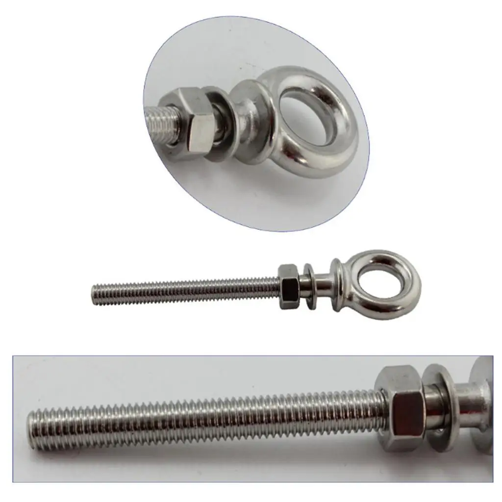 Boat    Anchor Removable Bolt Eyebolts, 3/8 inch Diameter with Long Shank