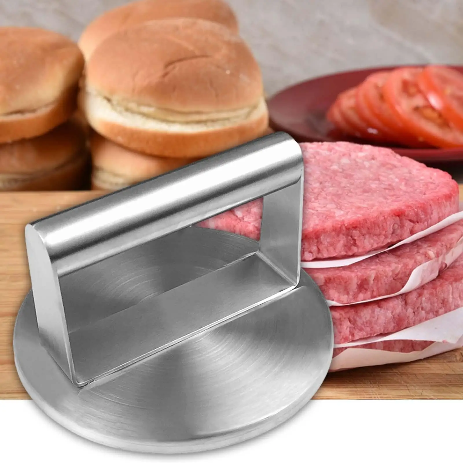 Stainless Steel Burger Press Smooth Grill Cooking Smasher for Grilling Tool