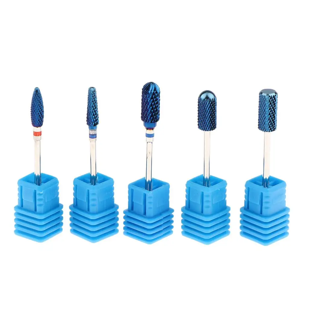 5Pcs 5 Sizes Tungsten Steel Alloy Nail Drill Bits for Acrylic Gel UV Nails Removal, Safety Cuticle Dead Skin Cleaner