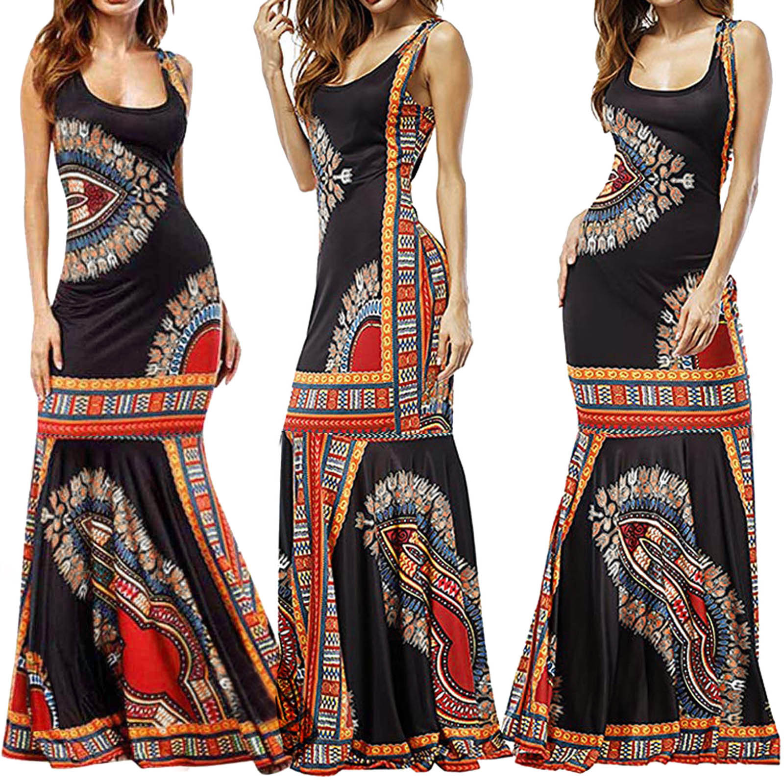 Vintage Casual Dress Boho Floral Print 