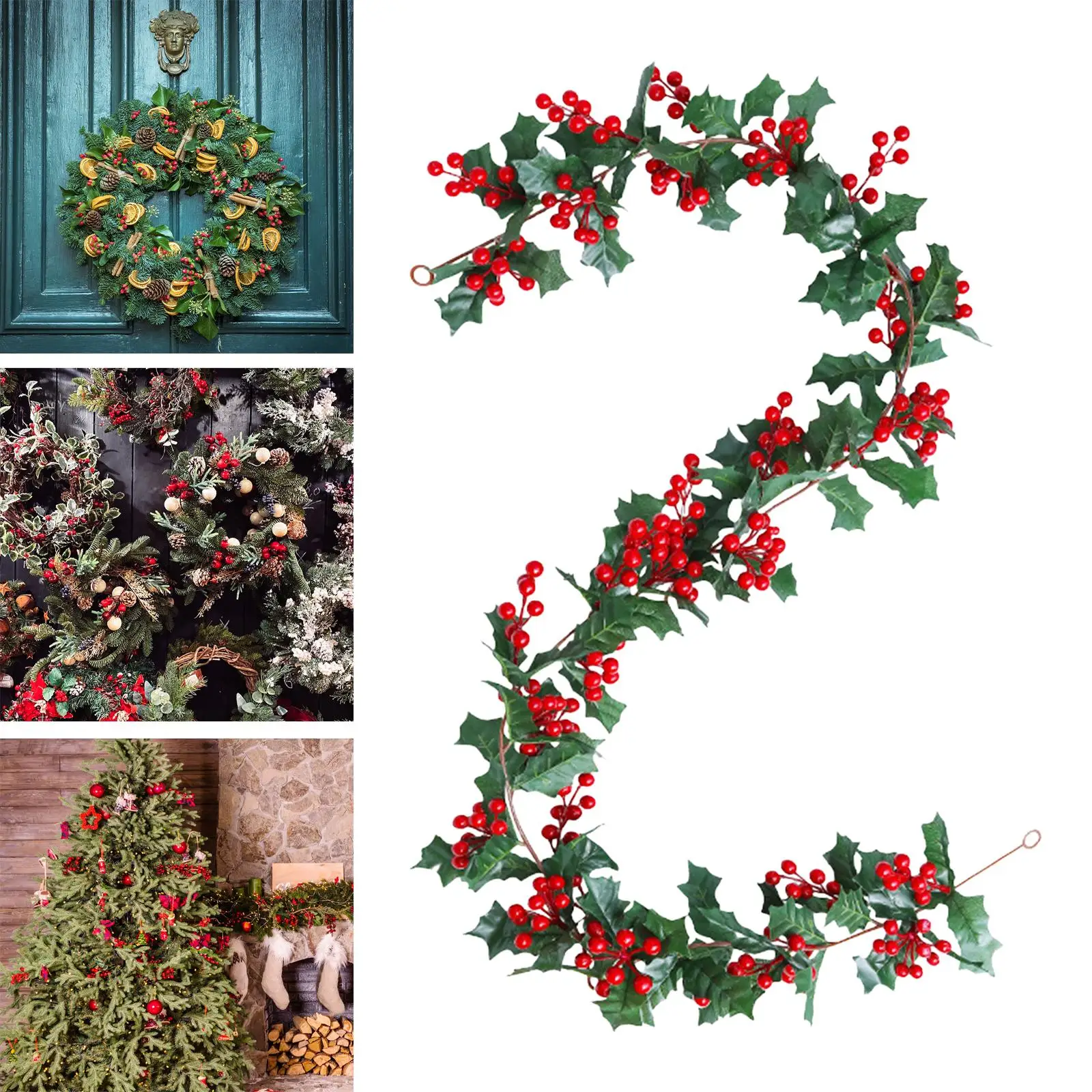 Red Berry Christmas Garland Hanging Portable Creative Christmas Garland for Apartment Festivals Outdoor and Indoor Holidays
