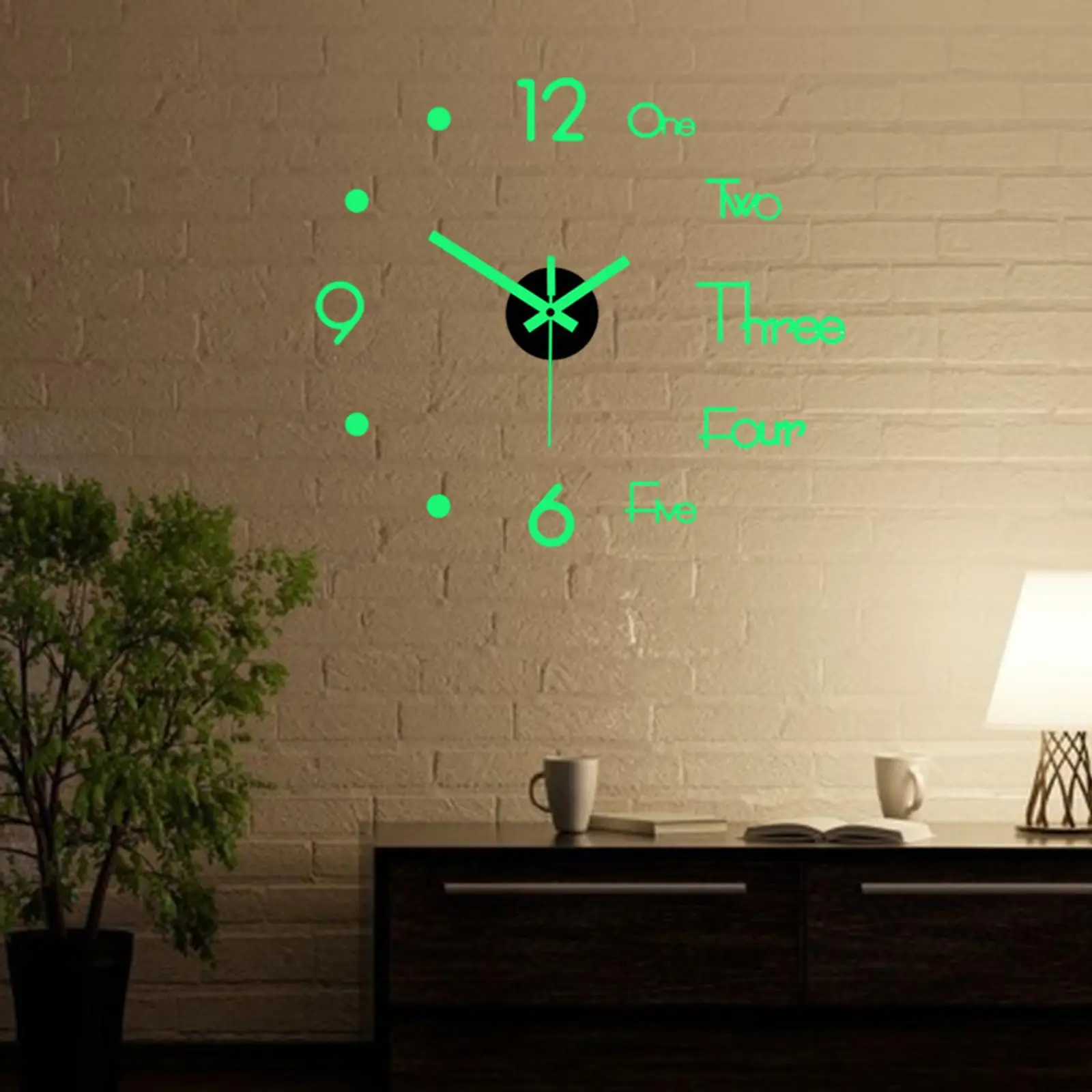 3D Luminous Wall Clock Stickers, DIY Wall Decor Frameless Decorative Clock Acrylic Glow in Dark Silent Kitchen Bedroom 40cm