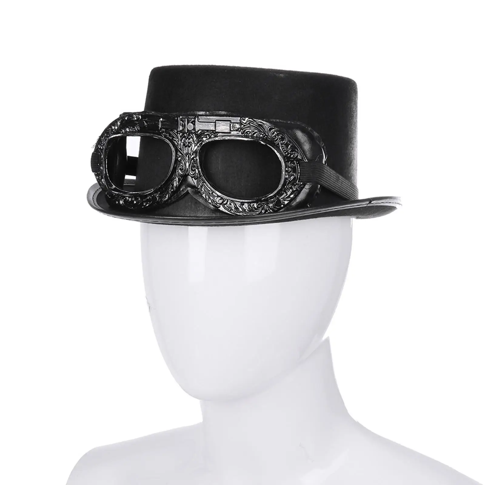 Deluxe Steampunk Top Hat with Goggles Vintage Style Formal Novelty Costume Hat Punk Gear for Unisex Halloween Costume Accessory