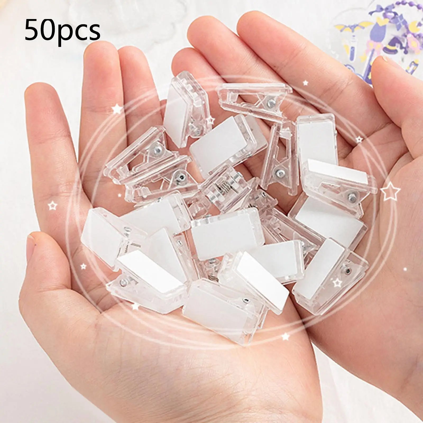 50 Pieces Double Sided Adhesive Spring Clips Sticky Clips Wall Decoration