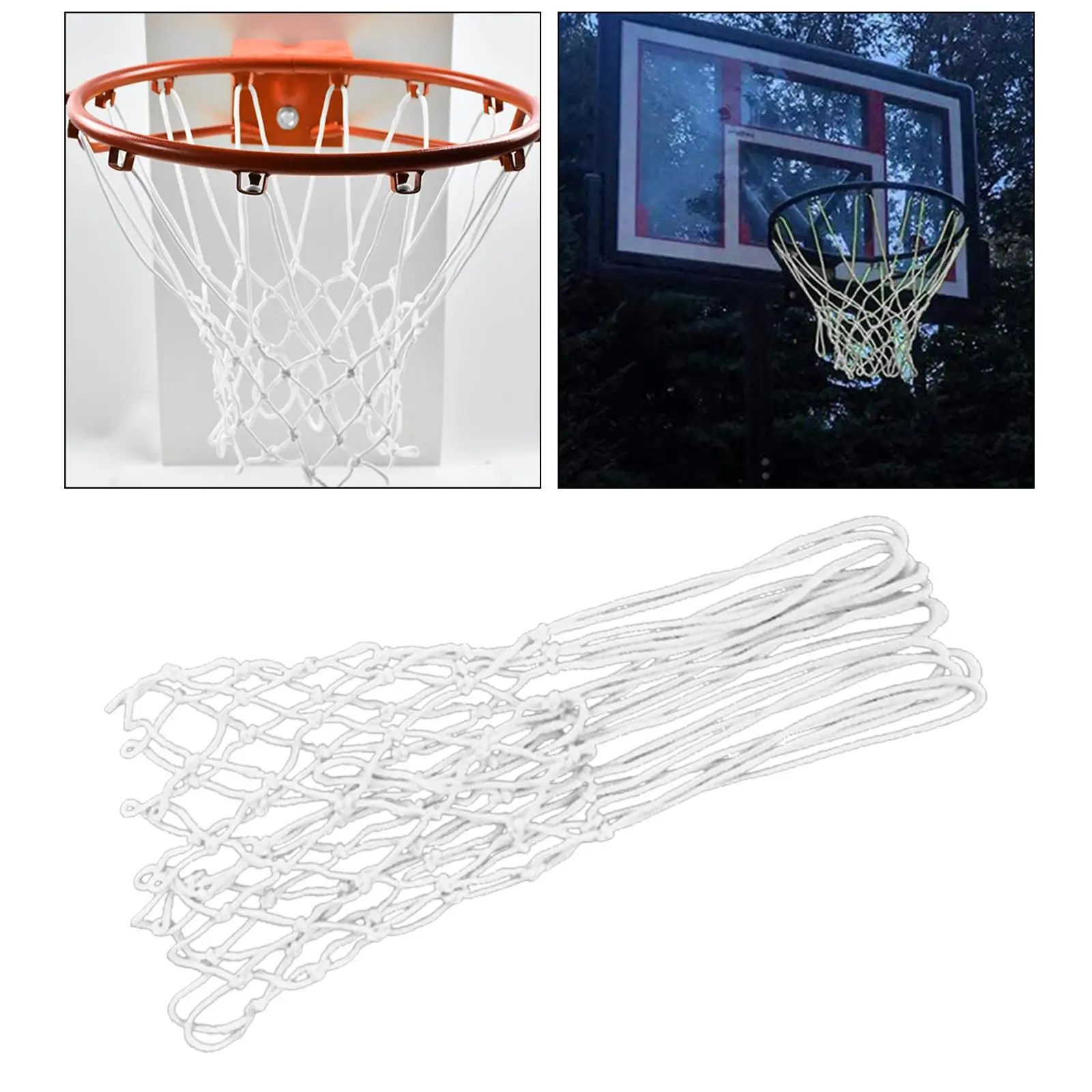 2x Durable Basketball Hoop Net Heavy Duty  12-Loop Mesh White