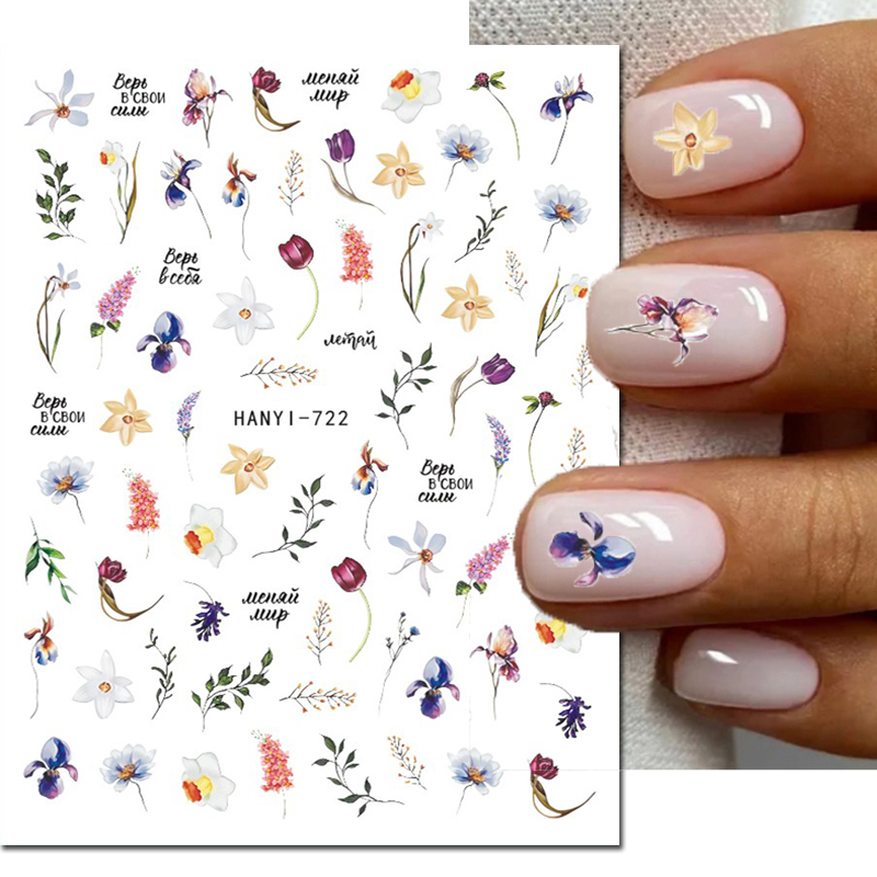 Best of 3d Nail Art Stickers Dry Purple Bloom Orchid Lavender Flowers Adhesive Sliders Decals Decoration For Maincures Tips Beauty Reviews & Tips