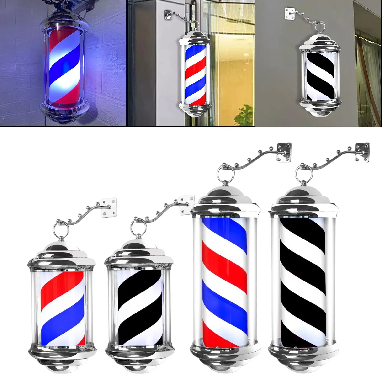  Salon Sign Light Rotating  Saving Wall Mount Wall / Hanging Bracket Stripes Retro Style Barber Pole Light for Outdoor