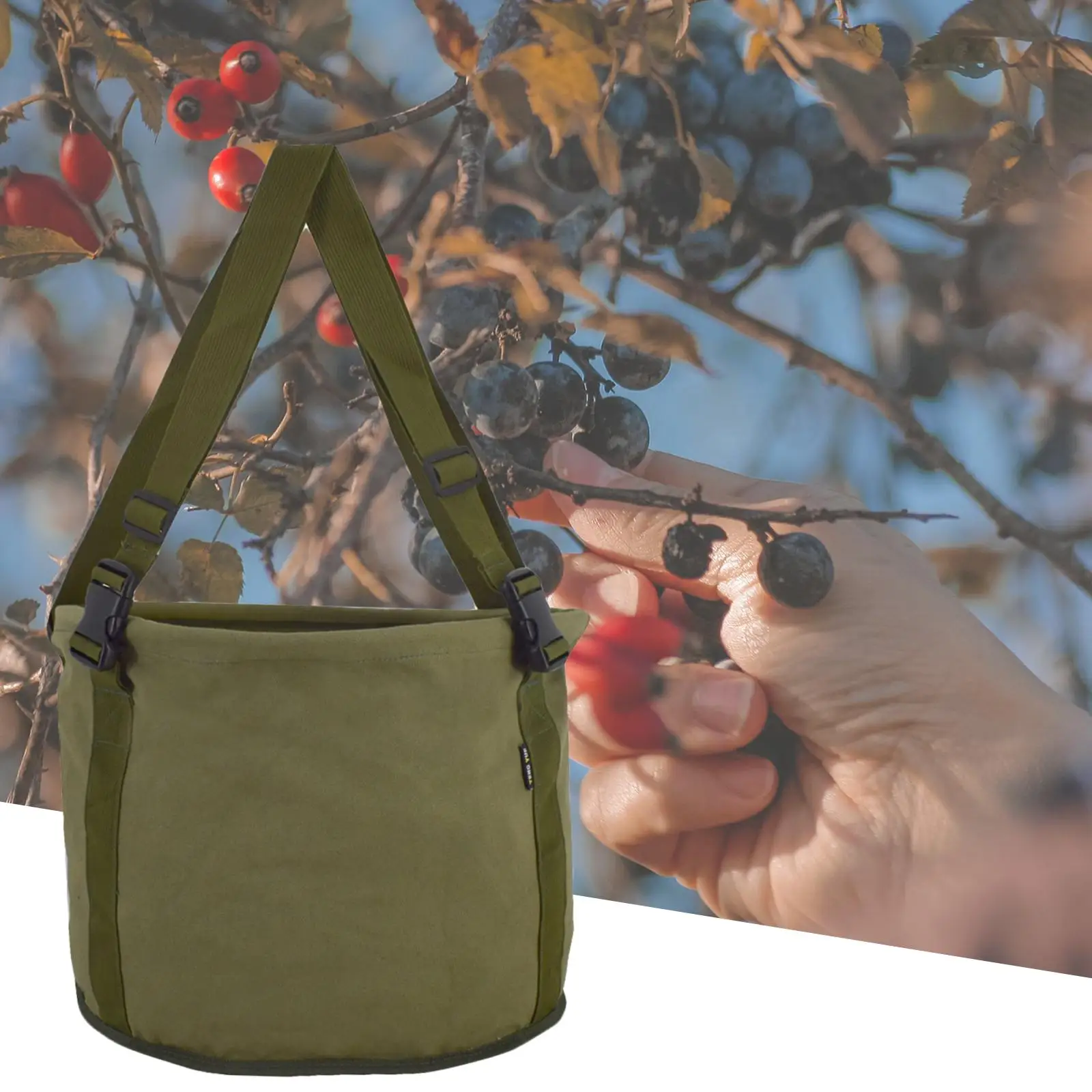Fruit Picking Bag, Foraging Bag Multi Function Canvas Storage Pouch for Harvesting Cherry 