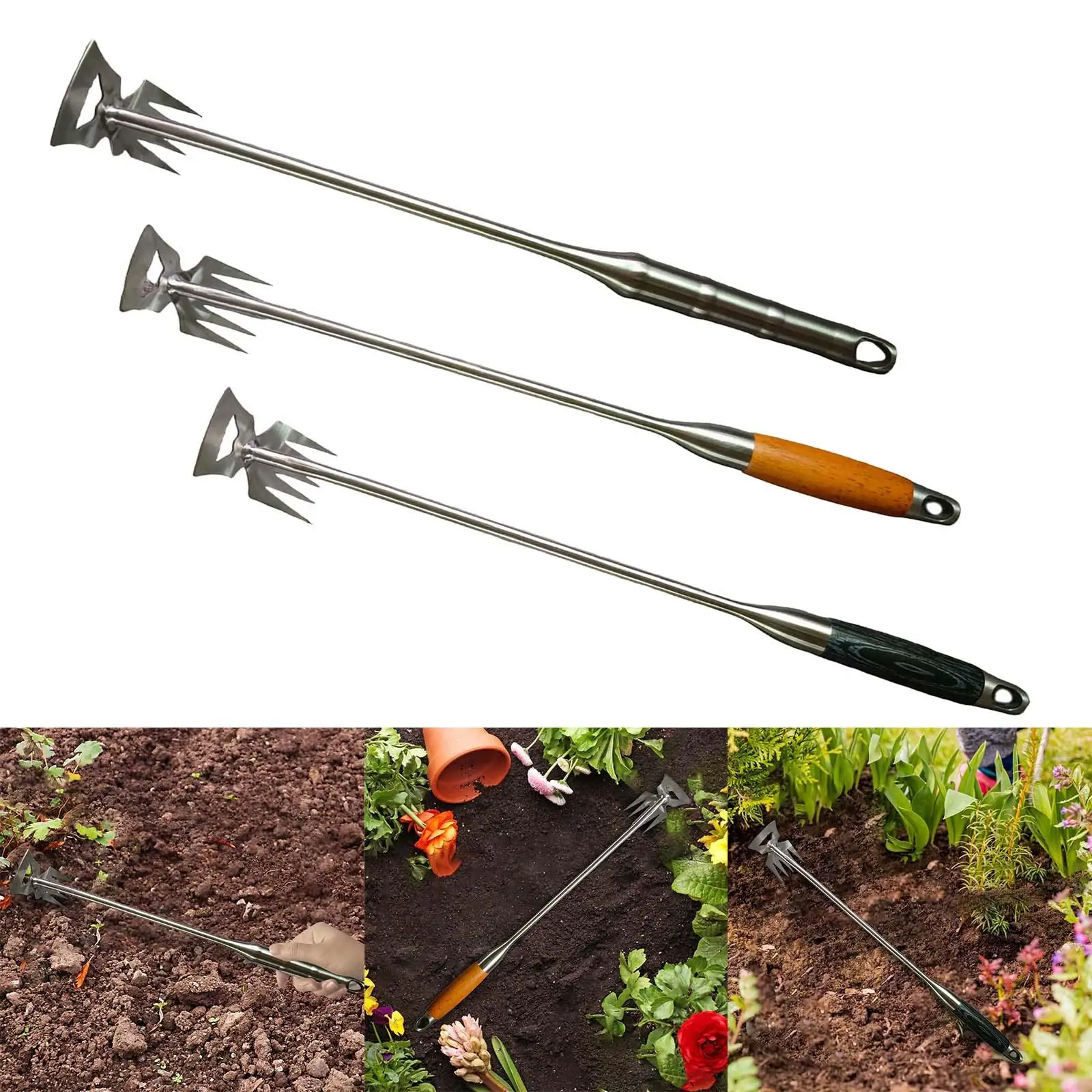 Hand Weeders 5 Tines Portable Ergonomic Garden Lawn Care Weeding Remover Tool for Courtyard Backyard Bonsai Planting Gardening