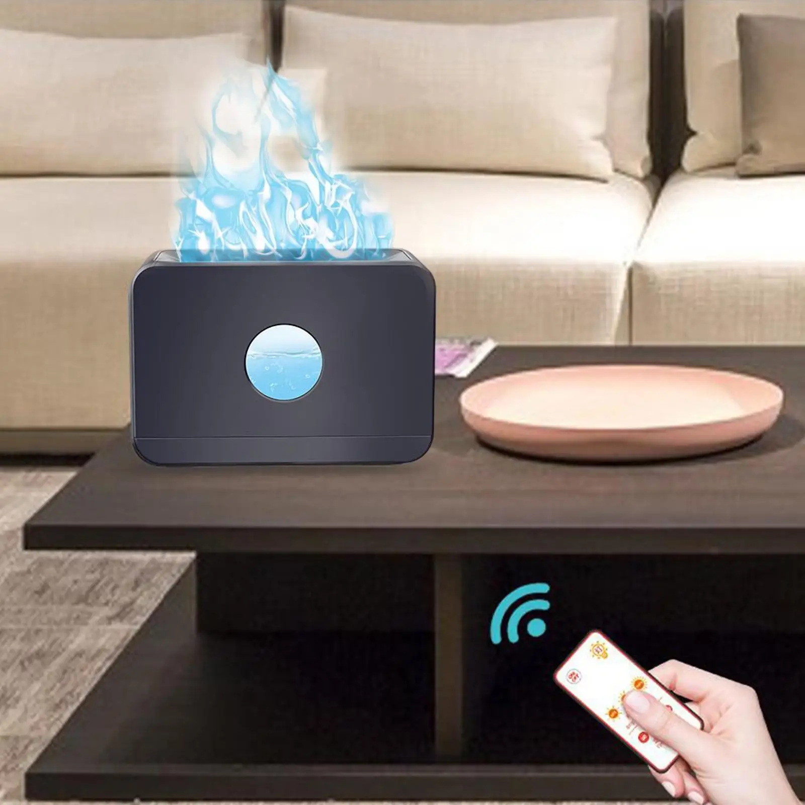 Flame Air Humidifier   Diffuser with Remote Control for Night Car
