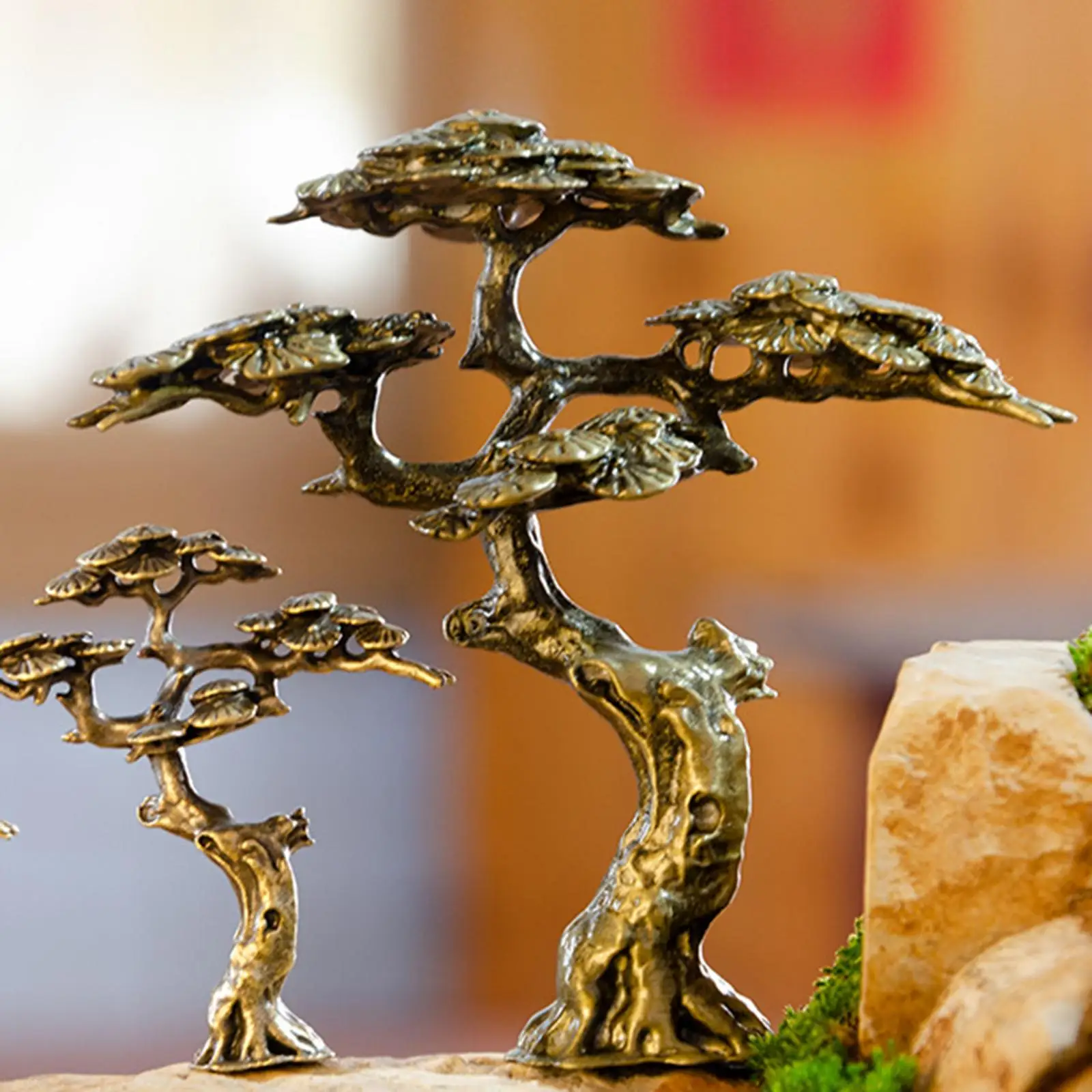 Mini Pine Miniature Figurine Small Faux Tree Decor Antique Tree Statue for Bonsai Tabletop Micro Landscape Indoor Decoration