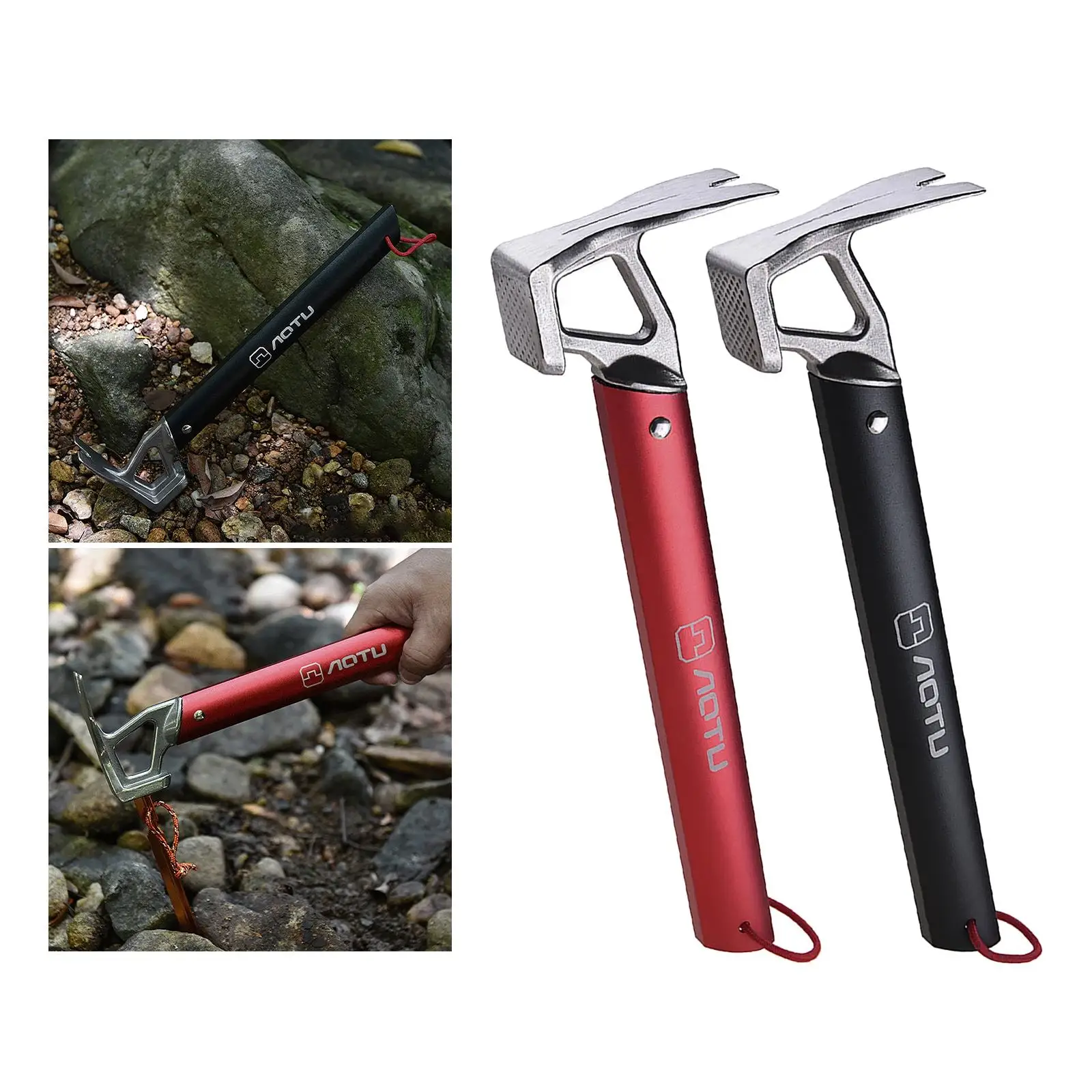 Tent Stake Hammer Tent Peg Extractor Puller Outdoor Camping Hammer for Mountaineering Hiking