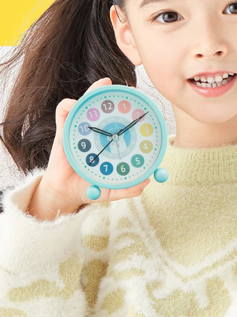 Reloj despertador silencioso para niños, cronógrafo analógico de dibujos  animados, sin tictac, pequeño, con luz nocturna - AliExpress